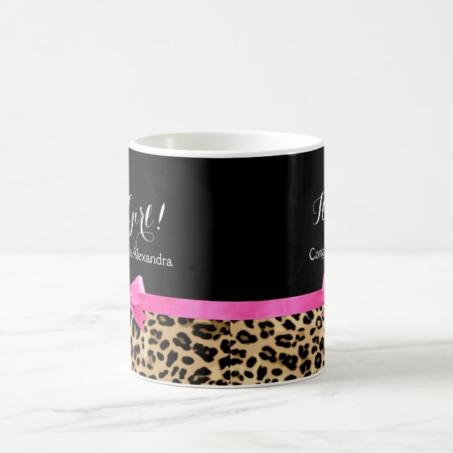 Leopard Hot Pink Bow The a Girl Safari Babydusche Kaffeetasse (Mittel)