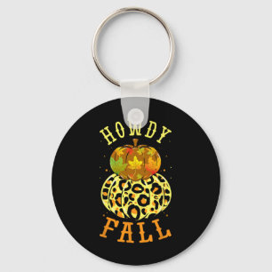 Leopard Howdy Fall Pumpkin Western Herbstleaves Schlüsselanhänger