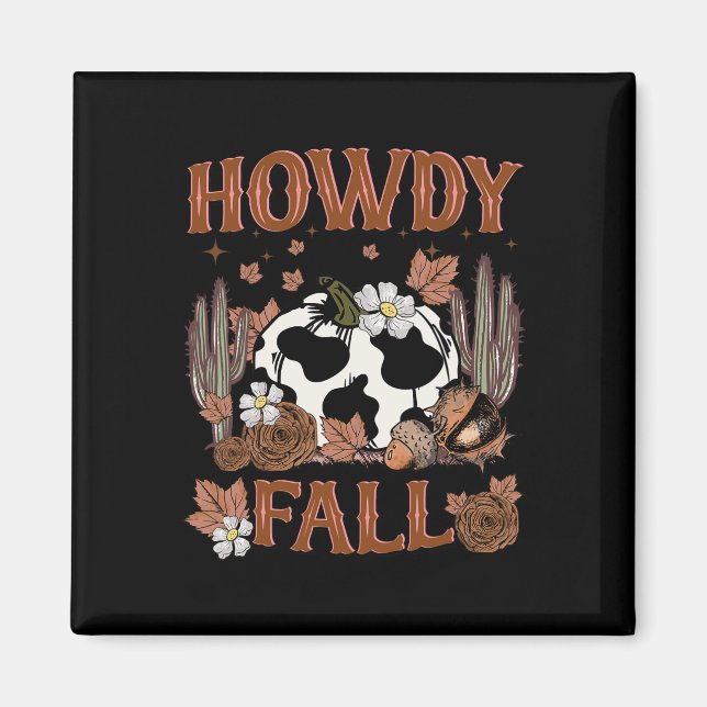Leopard Howdy Fall Western Pumpkin Herbst Fall als Magnet (Vorne)
