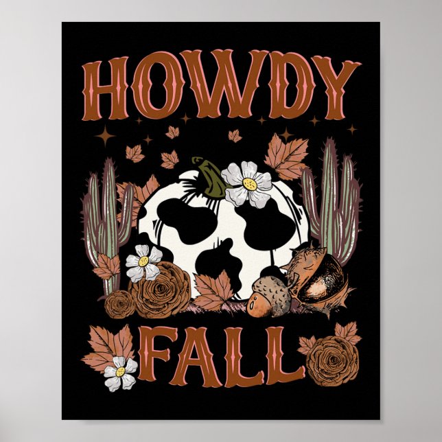 Leopard Howdy Fall Western Pumpkin Herbst Fall als Poster (Vorne)