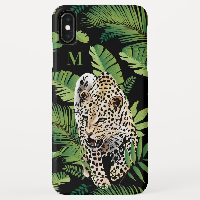 Leopard Illustration kundenspezifische Monogramm-T Case-Mate iPhone Hülle (Rückseite)