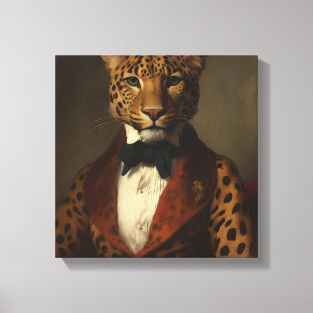 Leopard im Anzug | Tierart | Tier in einem Anzug Leinwanddruck (Vorderseite)