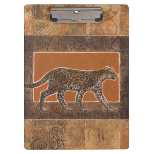 Leopard im orangefarbenen und braunen Hintergrund Klemmbrett