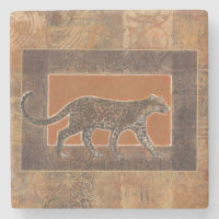 Leopard im orangefarbenen und braunen Hintergrund