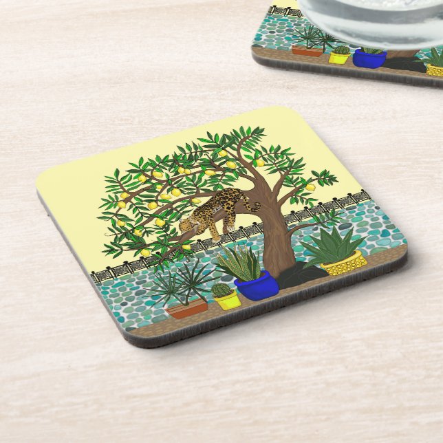 Leopard im Untersetzer Lemon Tree Cork (Linke Seite)