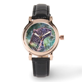 Leopard in einem sonnigen Dschungel Armbanduhr