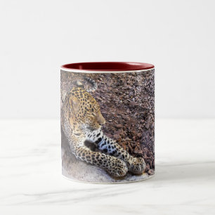 Leopard in Erholung Zweifarbige Tasse
