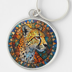 Leopard in lebendigen Farben Schlüsselanhänger