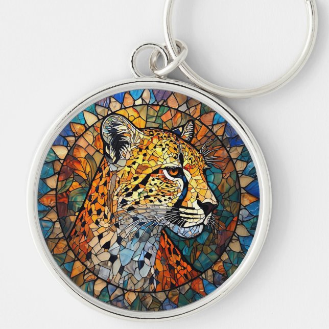 Leopard in lebhaften Farben Schlüsselanhänger (Vorne)
