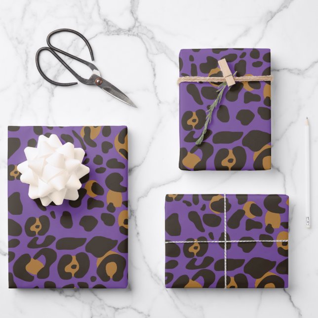 Leopard Jaguar Animal Print Muster Geschenkpapier Set (Vorderseite)