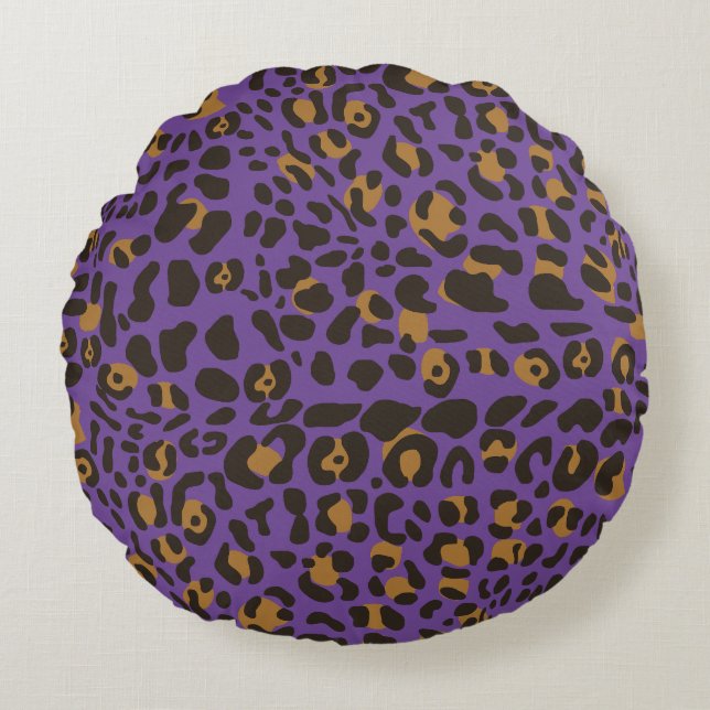 Leopard Jaguar Animal Print Muster Rundes Kissen (Vorderseite)