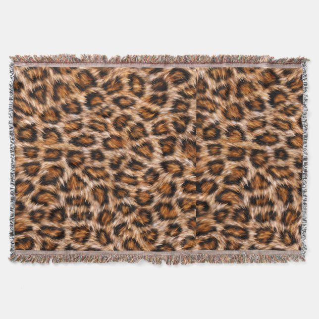 Leopard Jaguar Cat Brown Fur Muster-24609 Decke (Vorderseite)