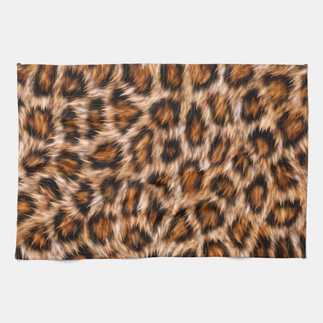 Leopard Jaguar Cat Brown Fur Muster-24609 Geschirrtuch (Horizontal)