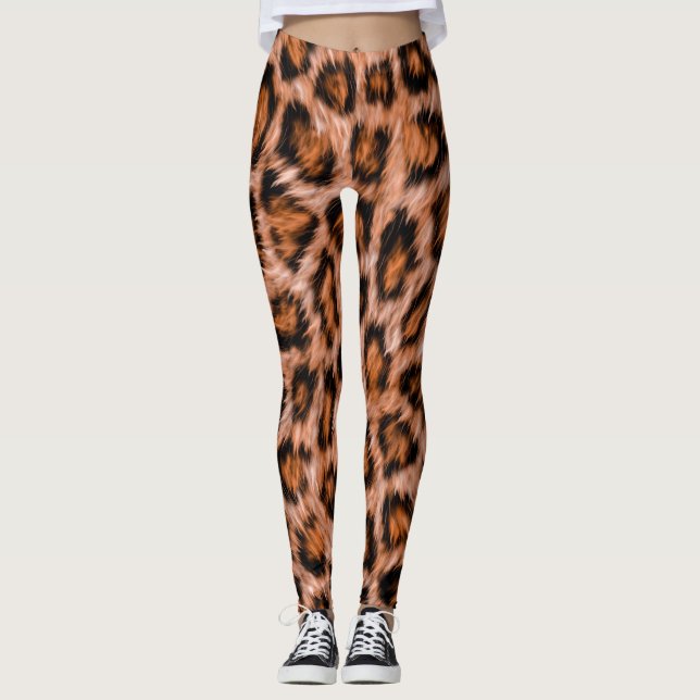 Leopard Jaguar Cat Brown Fur Muster-24609 Leggings (Vorderseite)