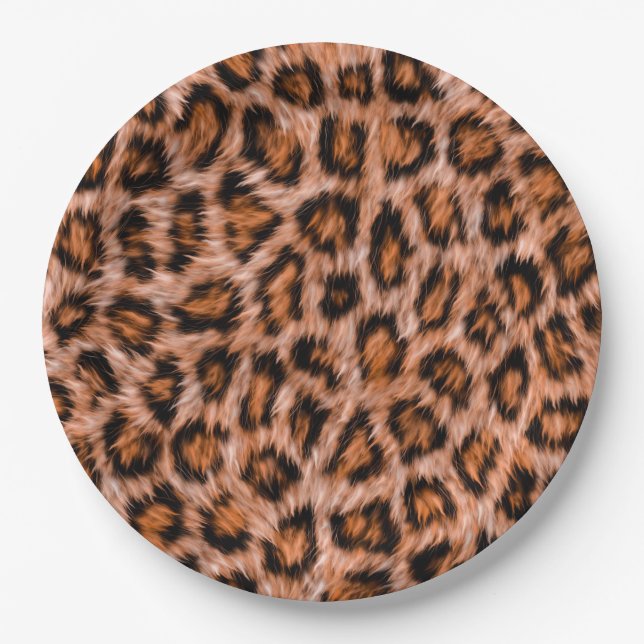 Leopard Jaguar Cat Brown Fur Muster-24609 Pappteller (Vorderseite)