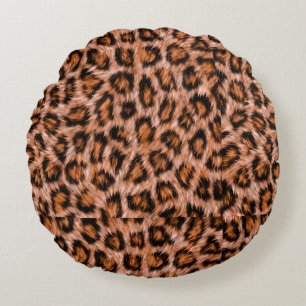 Leopard Jaguar Cat Brown Fur Muster-24609 Rundes Kissen