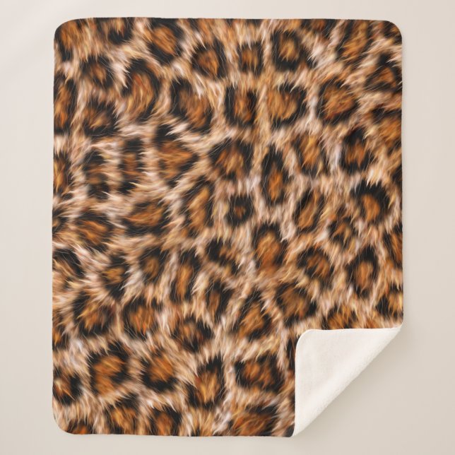 Leopard Jaguar Cat Brown Fur Muster-24609 Sherpadecke (Vorderseite)