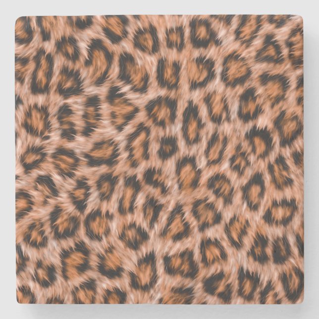 Leopard Jaguar Cat Brown Fur Muster-24609 Steinuntersetzer (Vorderseite)