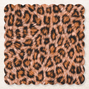 Leopard Jaguar Cat Brown Fur Muster-24609 Untersetzer