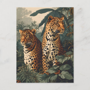 Leopard Jungle : Carte postale Vintage