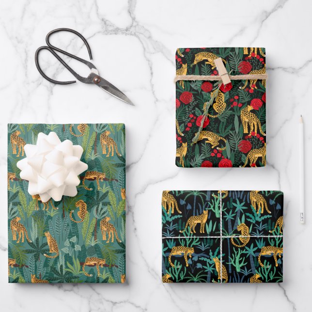 Leopard Jungle  Geschenkpapier Set (Vorderseite)