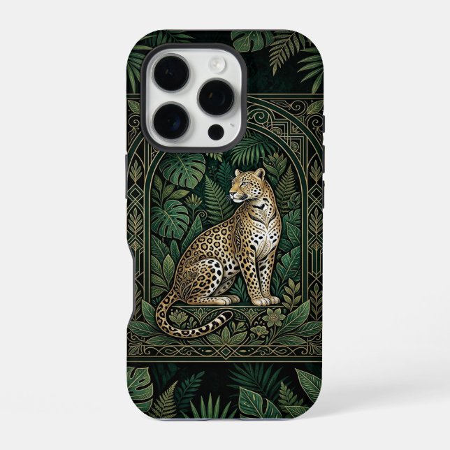 Leopard Jungle Throne | Dark iPhone 16 Pro Case Hülle (Rückseite)