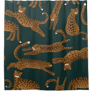Leopard Jungle: Tierdruck Vintag. Duschvorhang