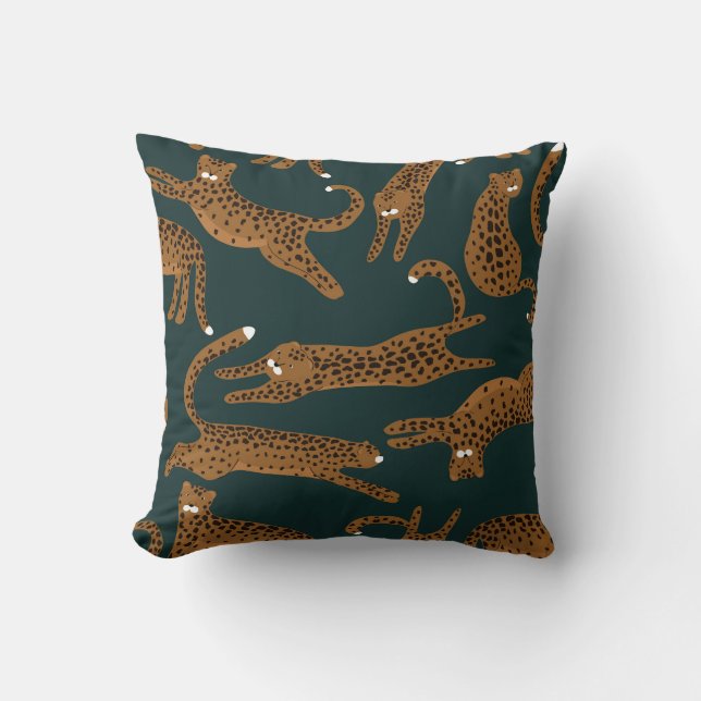 Leopard Jungle: Tierdruck Vintag. Kissen (Vorderseite)