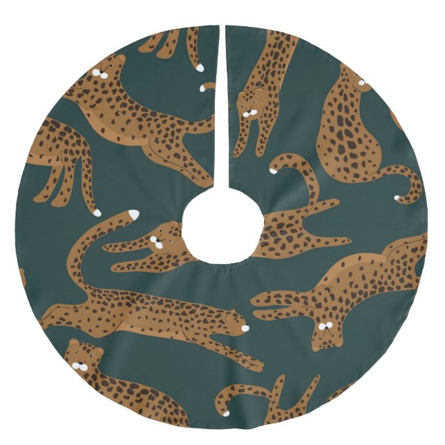 Leopard Jungle: Tierdruck Vintag. Polyester Weihnachtsbaumdecke (Vorderseite)
