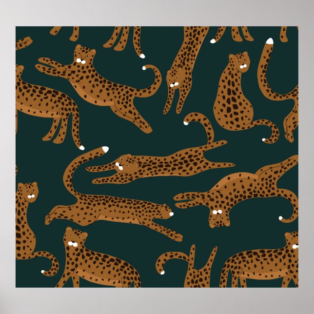 Leopard Jungle: Tierdruck Vintag. Poster (Vorne)