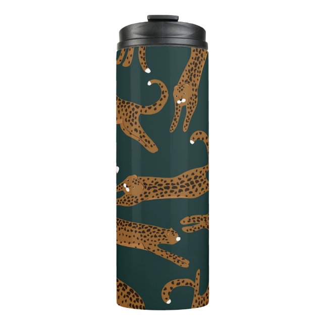 Leopard Jungle: Tierdruck Vintag. Thermosbecher (Vorderseite)