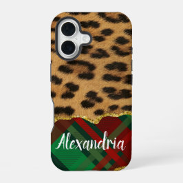 Leopard Kariert iPhone 16 Hülle