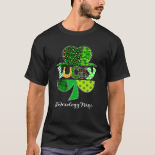 Leopard Kariert Kleeblatt Lucky Oncology Nurse St  T-Shirt