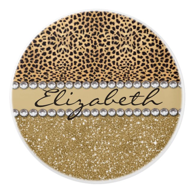 Leopard-Kassagold-Glitzer-diamante de imitación Keramikknauf (Vorderseite)
