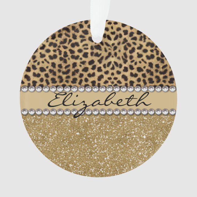 Leopard-Kassagold-Glitzer-diamante de imitación Ornament (Vorderseite)