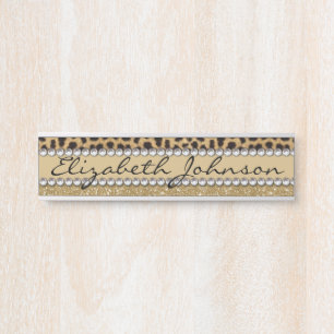 Leopard-Kassagold-Glitzer-diamante de imitación Türschild
