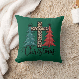 Leopard Kreuz Weihnachtsbäume Christlich  Kissen