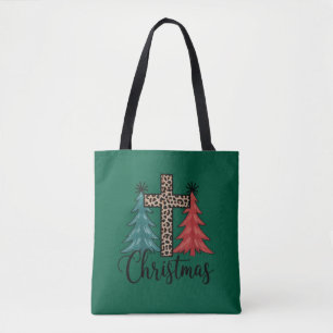 Leopard Kreuz Weihnachtsbäume Christlich Tasche