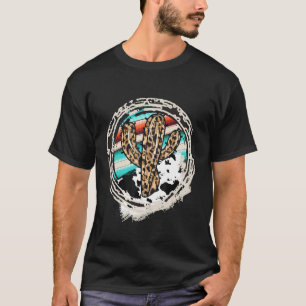 Leopard Kuh Muster Kaktus Serape Druck Cowgirl Ro T-Shirt