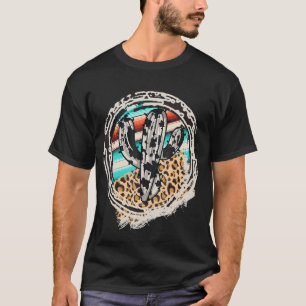 Leopard-Kuh-Muster Kaktus Serape Druck Cowgirl Ro T-Shirt