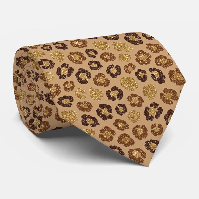 Leopard-Kunst-Glitter + Seide | Luxus-Herrenaussta Krawatte (Gerollt)