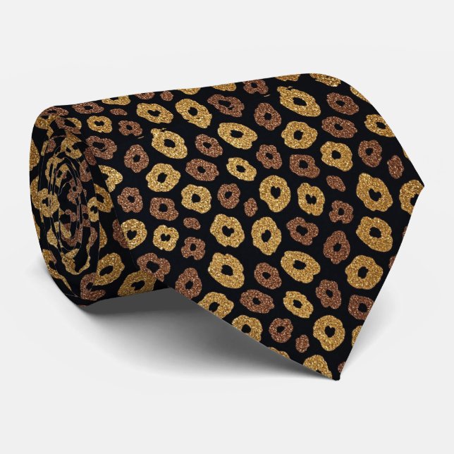 Leopard-Kunst-Glitter + Seide | Luxus-Herrenaussta Krawatte (Gerollt)