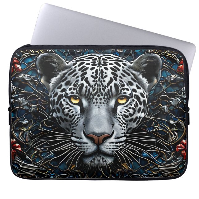 Leopard-Kunst Laptopschutzhülle (Vorderseite)