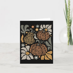 Leopard Kürbis mit Blumen Boho Floral Thanksgiving Karte