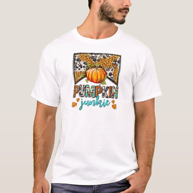 Leopard Kürbis Süchtiger Herbstlaub T-Shirt (Vorderseite)