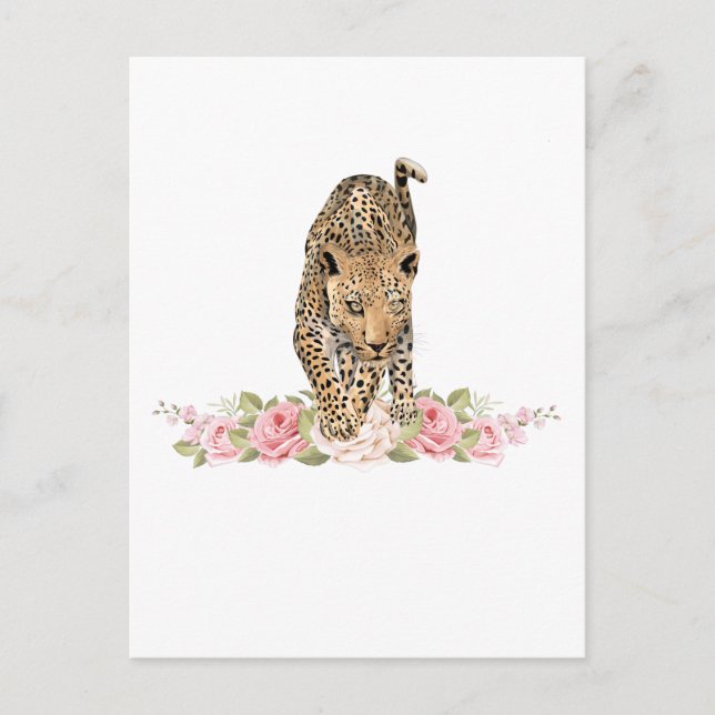 Leopard, Leopard-Rose, Leopard-Blume Postkarte (Vorderseite)