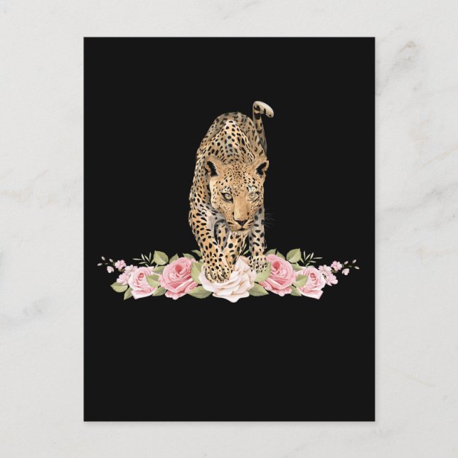 Leopard, Leopard Rose, Leopard Blume Postkarte (Vorderseite)