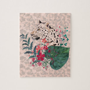 Leopard, Leopardenmuzzle, blumenreich , Botanische