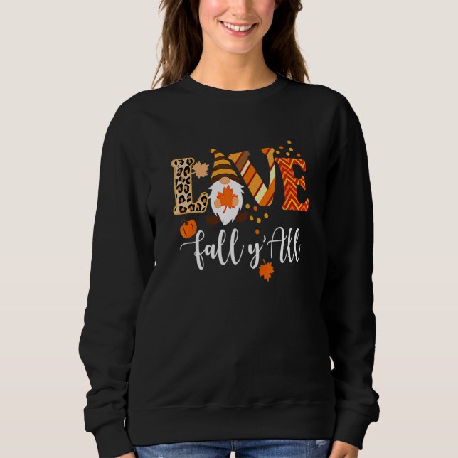 Leopard Liebe Fall Y'all Gnom Kürbis Herbst Dank Sweatshirt (Vorderseite)
