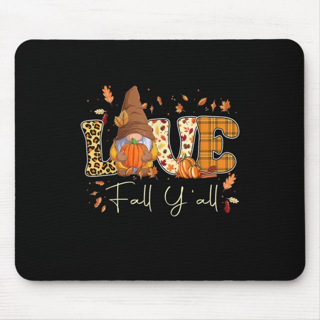 Leopard Liebe Fall Y'all Gnome Gnomies Pumpkin Hal Mousepad (Vorne)